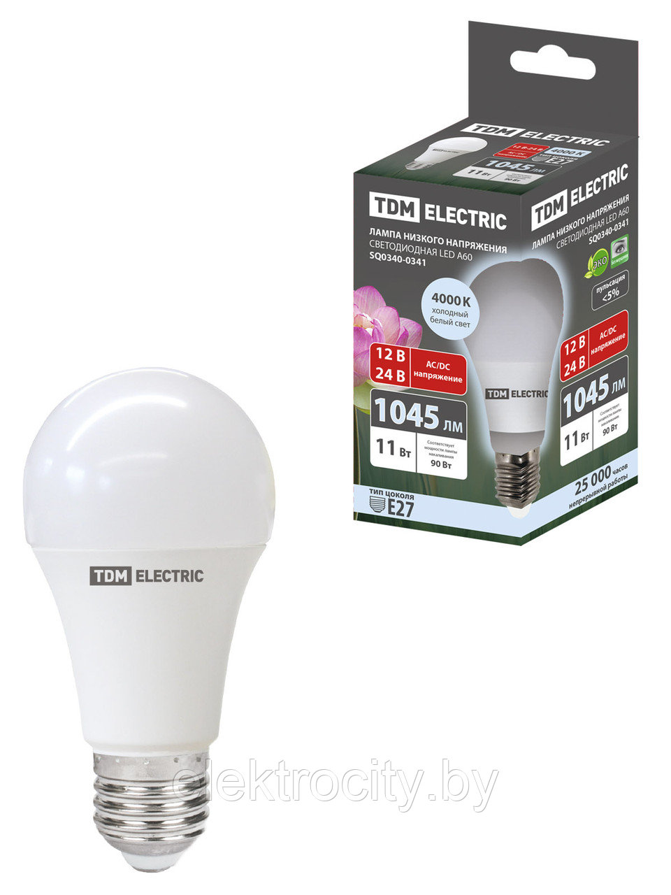 Лампа светодиодная низковольтная МО A60 11 Вт, 12-24 В, 4000 К TDM - фото 1 - id-p209657361