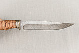 Охотничий нож из дамасской стали «Анчар», рукоять литье мельхиор, береста., фото 4
