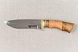 Охотничий нож «Близнец» из нерж. стали 65х13 , рукоять латунное литье, береста, орех. Подарок мужчине., фото 2