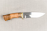 Охотничий нож «Близнец» из нерж. стали 65х13 , рукоять латунное литье, береста, орех. Подарок мужчине., фото 3