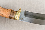 Охотничий нож «Близнец» из нерж. стали 65х13 , рукоять латунное литье, береста, орех. Подарок мужчине., фото 4