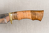 Охотничий нож «Близнец» из нерж. стали 65х13 , рукоять латунное литье, береста, орех. Подарок мужчине., фото 5