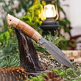 Нож Разделочный, сталь дамаск, рукоять береста, карельская берёза. Подарок для мужчины., фото 2