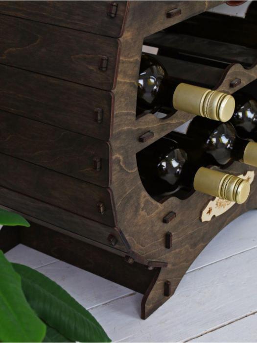 Мини бар для дома Подставка для бутылок вина держатель Лира деревянная напольная винная стойка подарок - фото 6 - id-p209659787