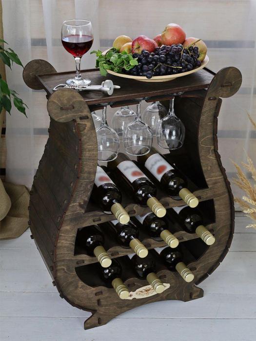 Мини бар для дома Подставка для бутылок вина держатель Лира деревянная напольная винная стойка подарок - фото 10 - id-p209659787