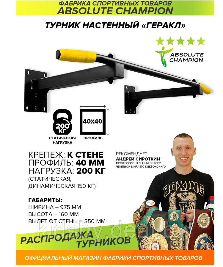 Турник Absolute Champion Геракл (черный/желтый)