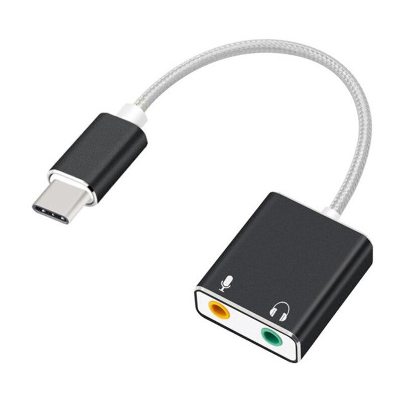 Звуковой адаптер - внешняя звуковая карта USB3.1 Type-C Hi-Fi 3D 2.1/7.1-канальная, кабель, черный