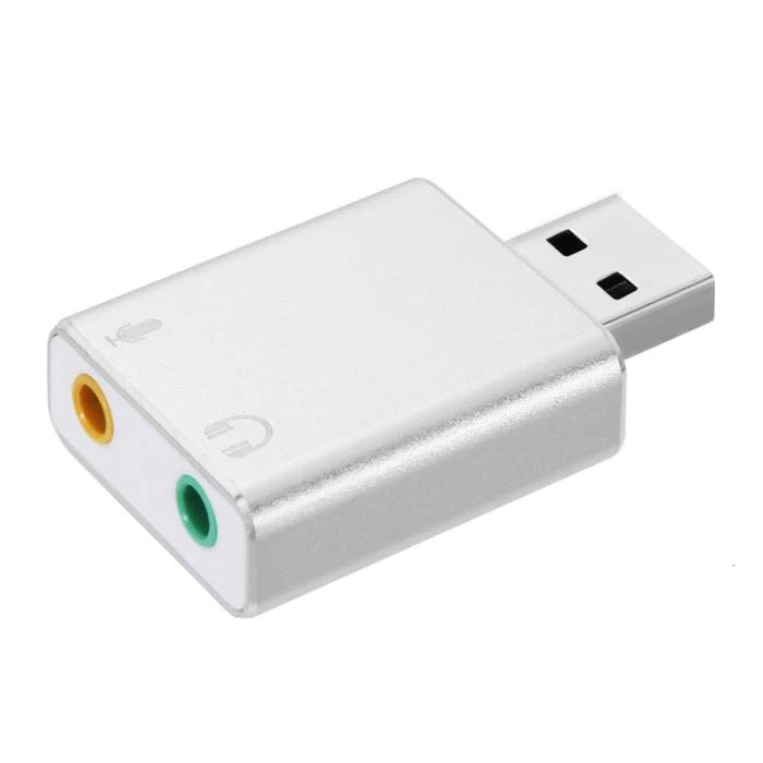 Звуковой адаптер - внешняя звуковая карта USB Hi-Fi3D 2.1/7.1-канальная, серебро - фото 1 - id-p209670183