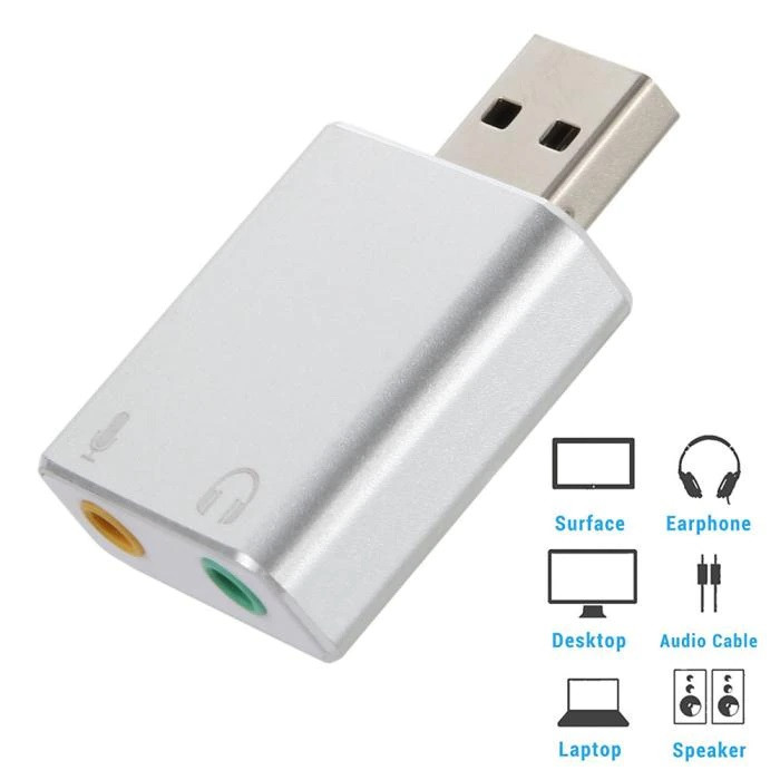 Звуковой адаптер - внешняя звуковая карта USB Hi-Fi3D 2.1/7.1-канальная, серебро - фото 7 - id-p209670183