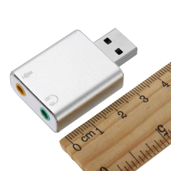 Звуковой адаптер - внешняя звуковая карта USB Hi-Fi3D 2.1/7.1-канальная, серебро - фото 2 - id-p209670183