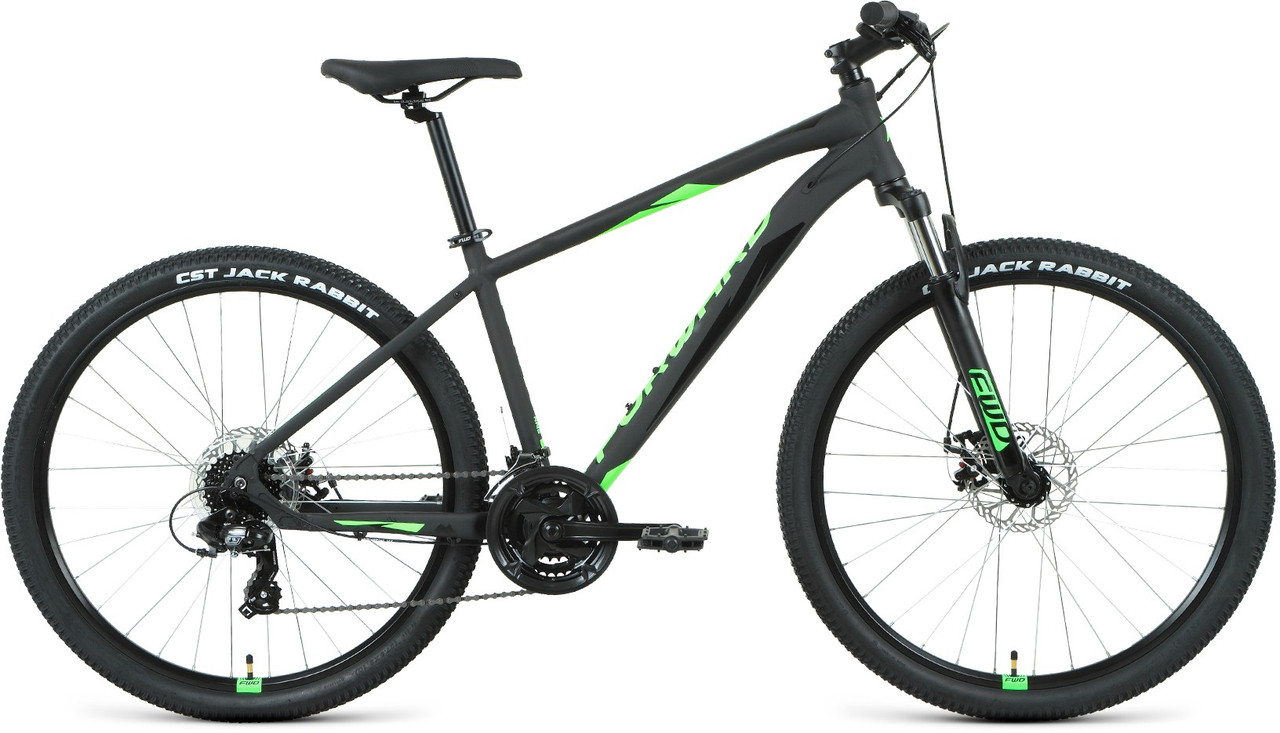 Горный велосипед хардтейл Forward APACHE 27,5 2.2 S disc (15 quot; рост) черный матовый/ярко-зеленый 2021 год - фото 1 - id-p207940886