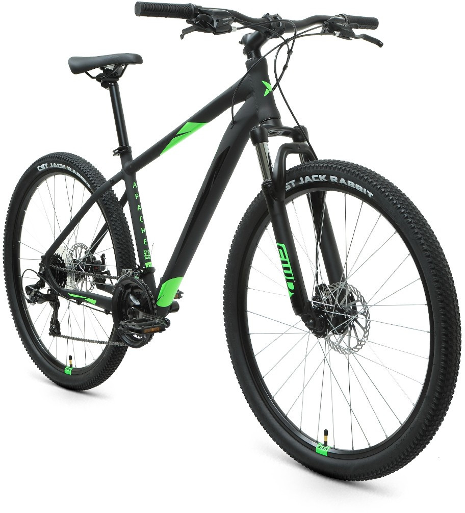 Горный велосипед хардтейл Forward APACHE 27,5 2.2 S disc (15 quot; рост) черный матовый/ярко-зеленый 2021 год - фото 2 - id-p207940886