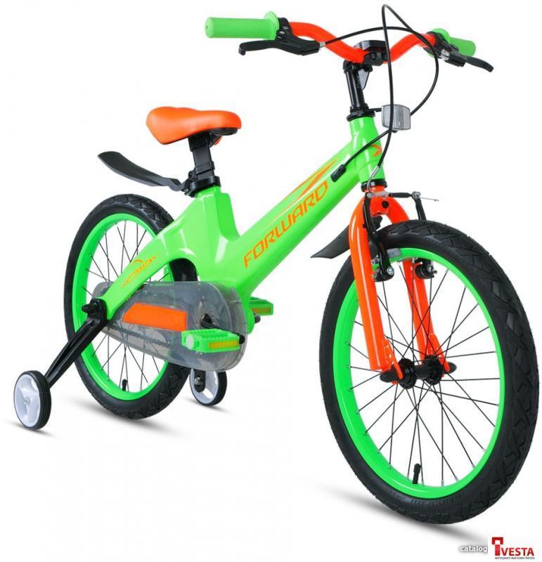 Детские велосипеды Forward Cosmo 16 2.0 2021 (салатовый/оранжевый) - фото 2 - id-p207650207