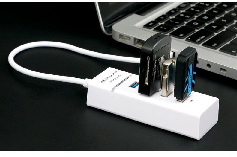 Хаб - концентратор USB3.0 - 4х USB3.0, вертикальный, с LED-индикатором, белый - фото 4 - id-p209670870