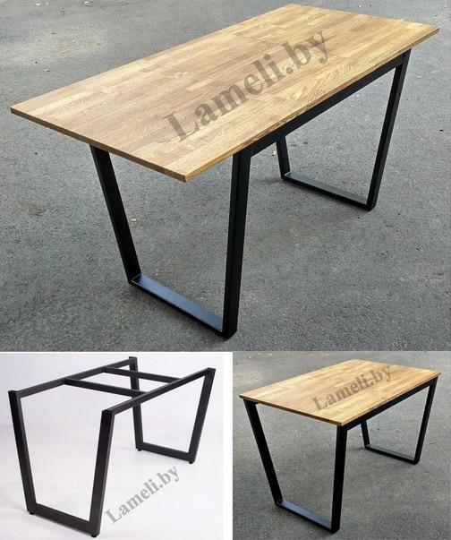 Раздвижной стол из постформинга, ЛДСП или массива дуба на металлокаркасе серии "V" с выбором цвета и размера - фото 2 - id-p209683089