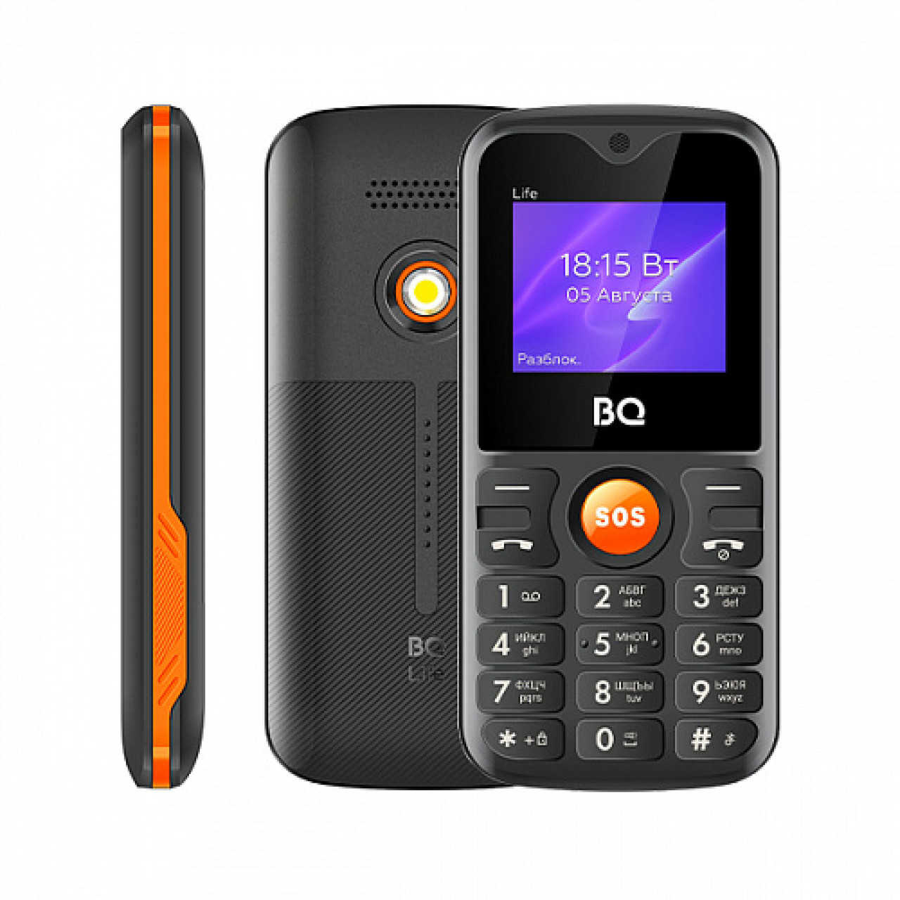 Мобильный телефон BQ BQ-1853 Life (черный/оранжевый) - фото 1 - id-p209702199