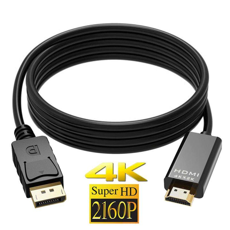 Кабель DisplayPort - HDMI, UltraHD 4K, папа-папа, 1,8 метра, черный