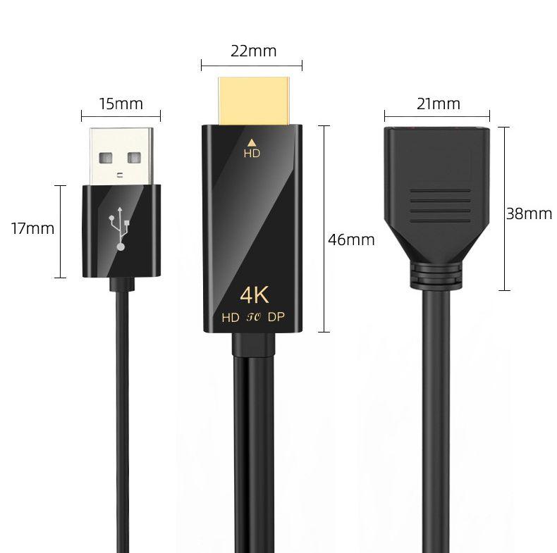 Кабель HDMI - DisplayPort - USB, UltraHD 4K, папа-мама, черный - фото 2 - id-p209726994