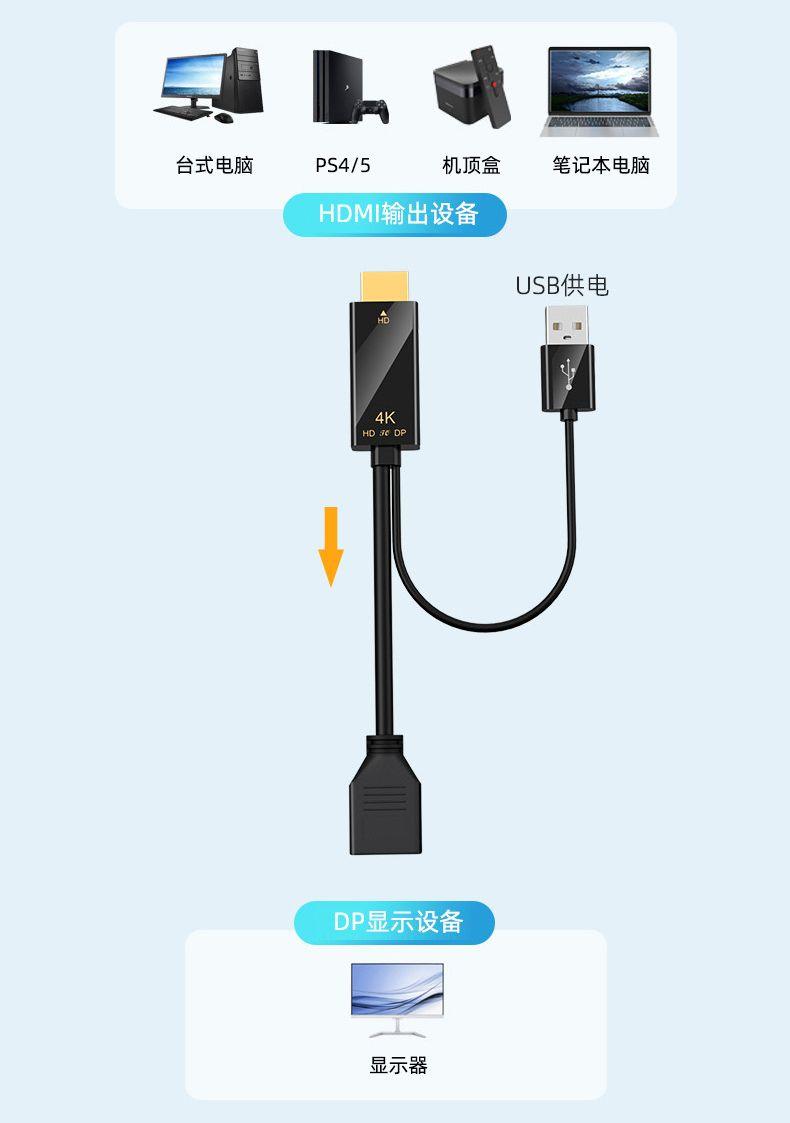 Кабель HDMI - DisplayPort - USB, UltraHD 4K, папа-мама, черный - фото 5 - id-p209726994