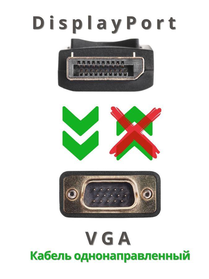 Кабель DisplayPort - VGA, FullHD 1080p, папа-папа, 1,8 метра, черный - фото 4 - id-p209727565