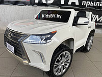 Детский электромобиль RiverToys Lexus LX570 Y555YY (белый) Двухместный Полноприводный Лицензия