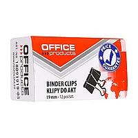 Зажим для бумаги "Office Products", 19 мм, 12 шт, черный