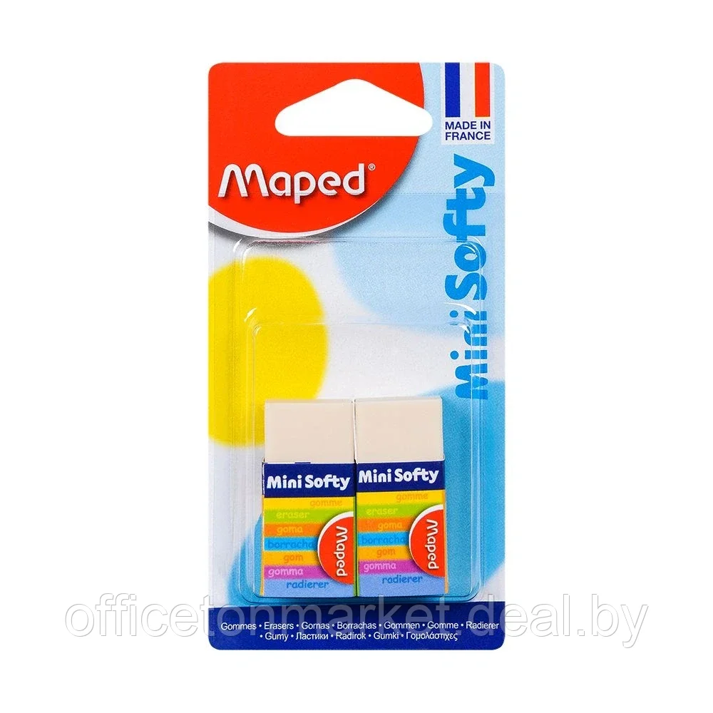 Ластик Maped "Softy", 2 шт, белый, блистер, (029839)