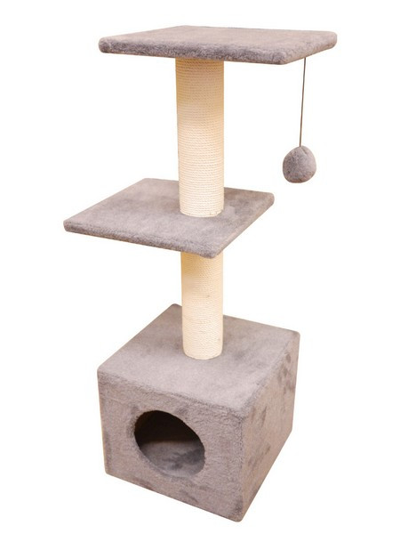 Cat House Когтеточка "Домик с 2-я полками" бежевый (хлопок), 100 см - фото 1 - id-p209752574