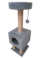 Cat House Когтеточка "Домик на ножках" серый (джут), 105 см