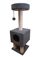 Cat House Когтеточка "Домик на ножках" серый (сизаль), 105 см