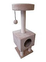 Cat House Когтеточка "Домик на ножках" бежевый (хлопок), 105 см