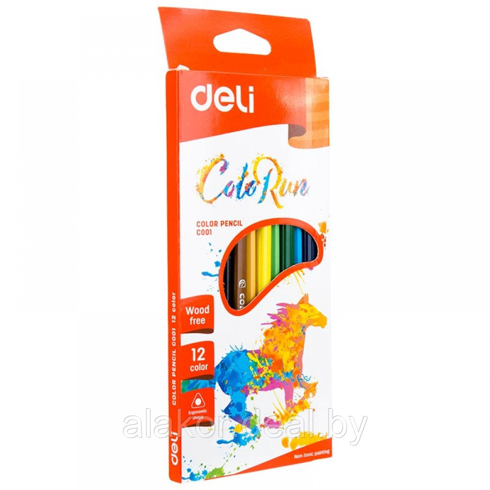 Карандаши цветные пластиковые Deli, трёхгранные, 12цв - фото 1 - id-p209767988