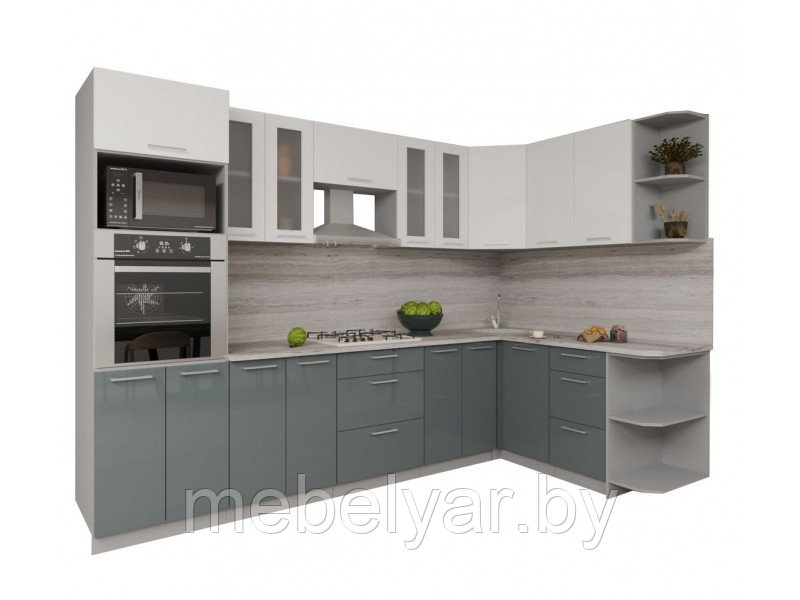 Кухня Интерлиния Мила Gloss 1.68x3.0 правая (белый/асфальт)
