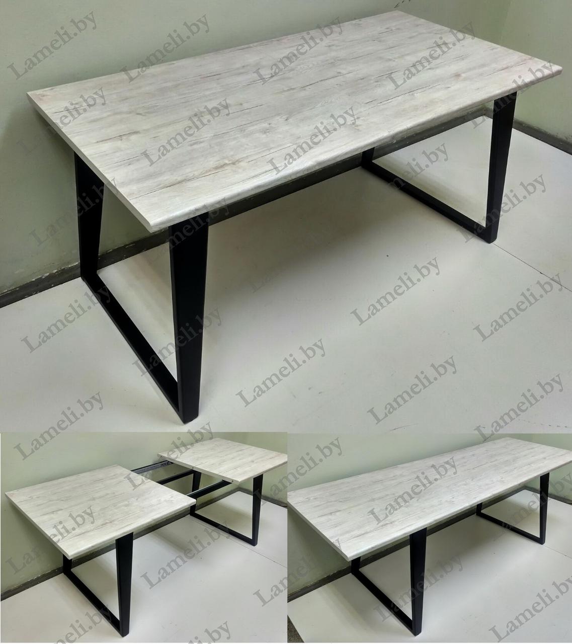 Раздвижной стол из постформинга, ЛДСП или массива дуба на металлокаркасе серии "БУА" с выбором цвета и размера - фото 2 - id-p209772926