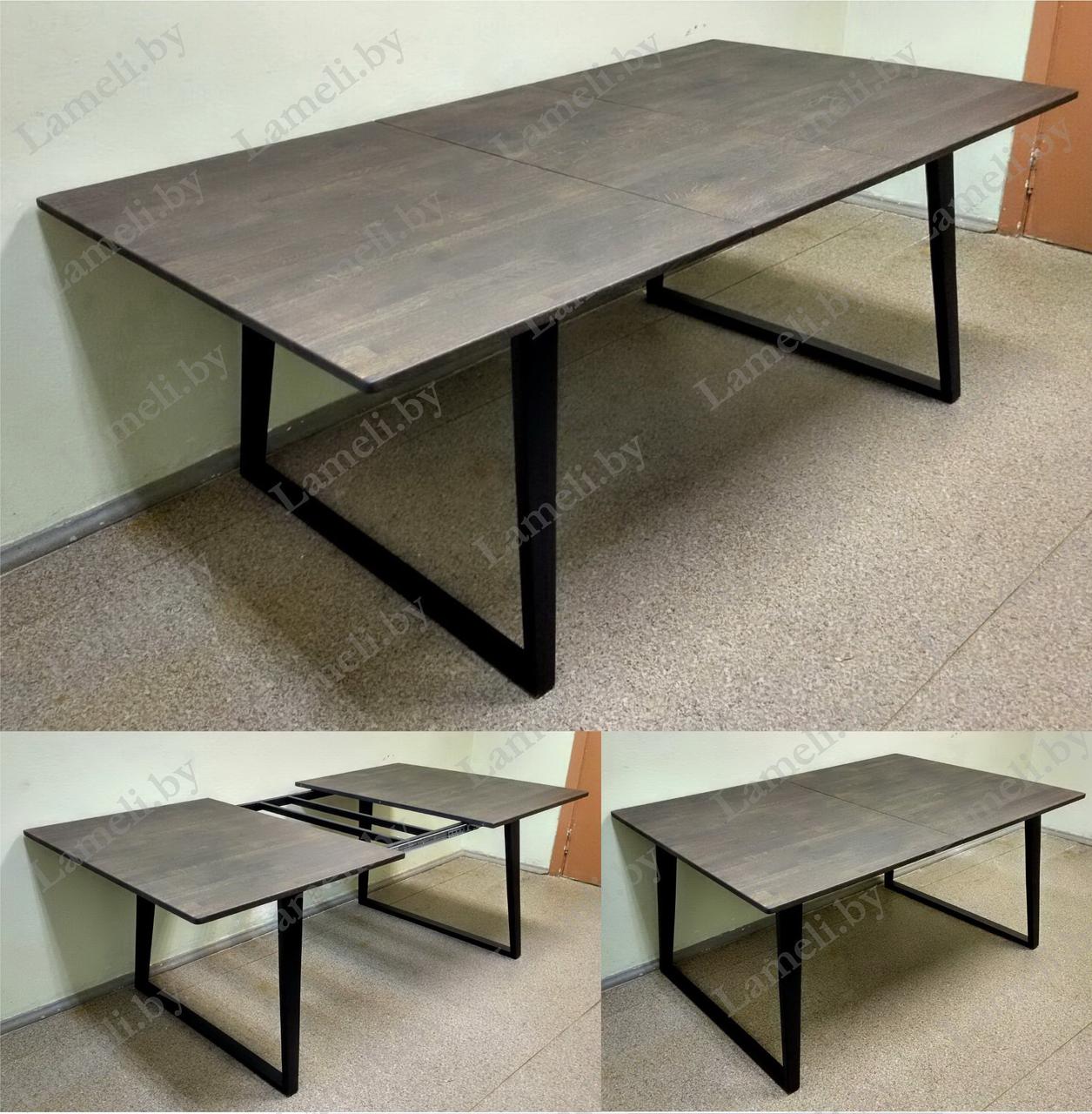 Раздвижной стол из постформинга, ЛДСП или массива дуба на металлокаркасе серии "БУА" с выбором цвета и размера - фото 2 - id-p209772929
