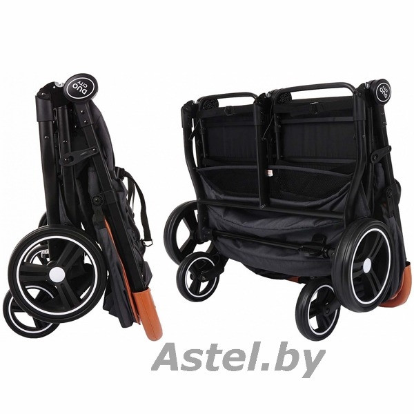 Прогулочная коляска для двойни Pituso Duocity Eva (black) Т1 Черный - фото 5 - id-p209773112