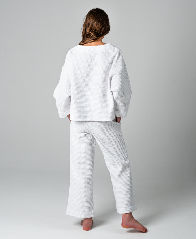 Женский домашний костюм вафельный / пижама (белый) - фото 3 - id-p209775237