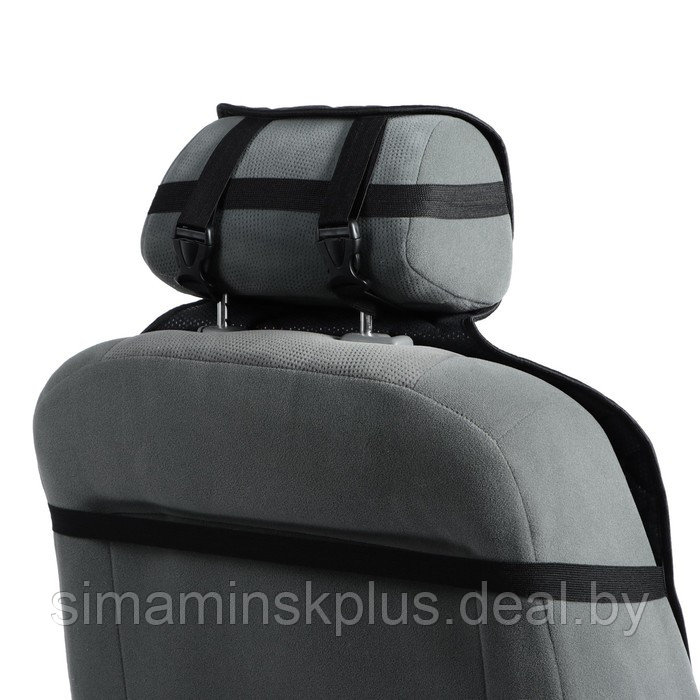 Накидка на сиденье "Алькантара" 140 х 52 см, черная с синей строчкой - фото 3 - id-p209773540