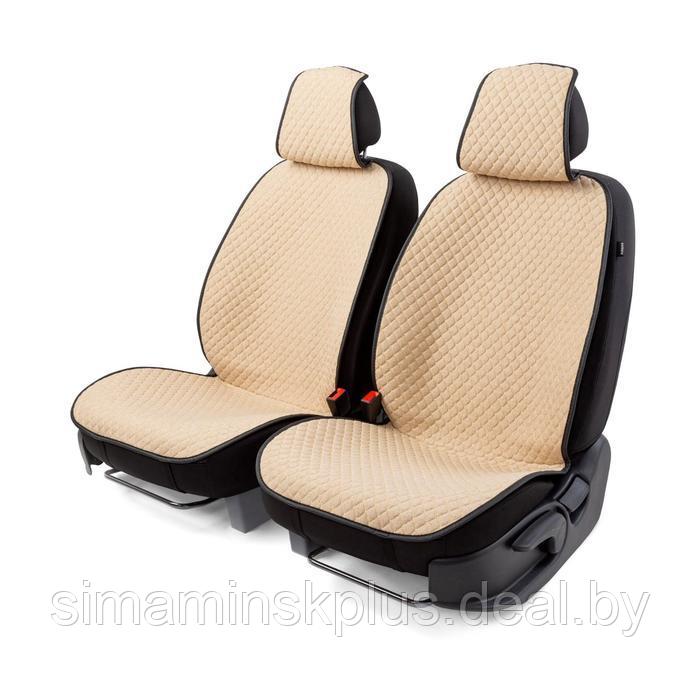 Накидки на передние сиденья Car PerforMANce, 2 шт, fiberflax (мягкий лен), ромб, бежевый - фото 1 - id-p209773541