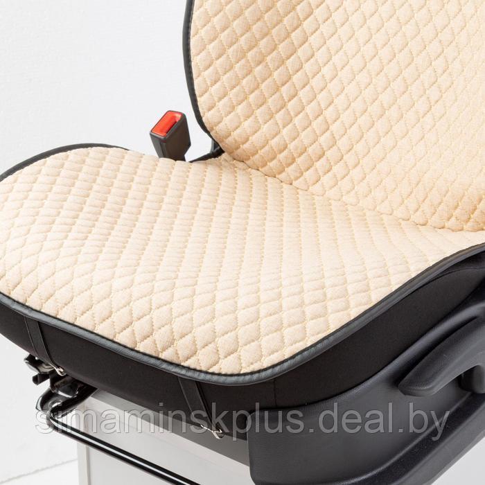 Накидки на передние сиденья Car PerforMANce, 2 шт, fiberflax (мягкий лен), ромб, бежевый - фото 6 - id-p209773541