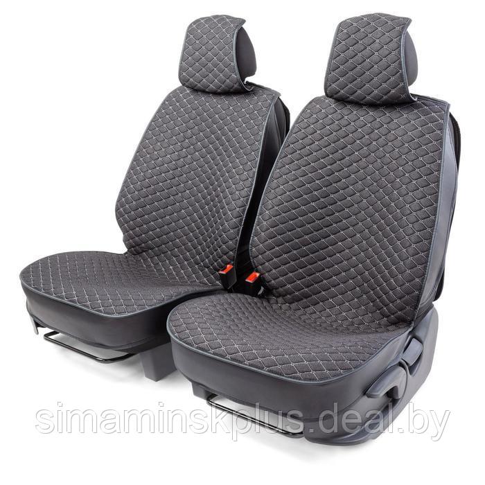 Накидки на передние сиденья Car Performance, 2 шт, fiberflax (лен), ромб, чёрный - фото 1 - id-p209773551