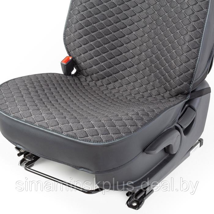 Накидки на передние сиденья Car Performance, 2 шт, fiberflax (лен), ромб, чёрный - фото 6 - id-p209773551