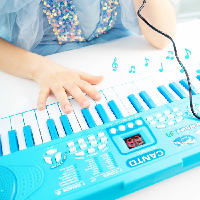 Синтезатор «Нежность» с микрофоном, 37 клавиш, цвет голубой - фото 5 - id-p209774918