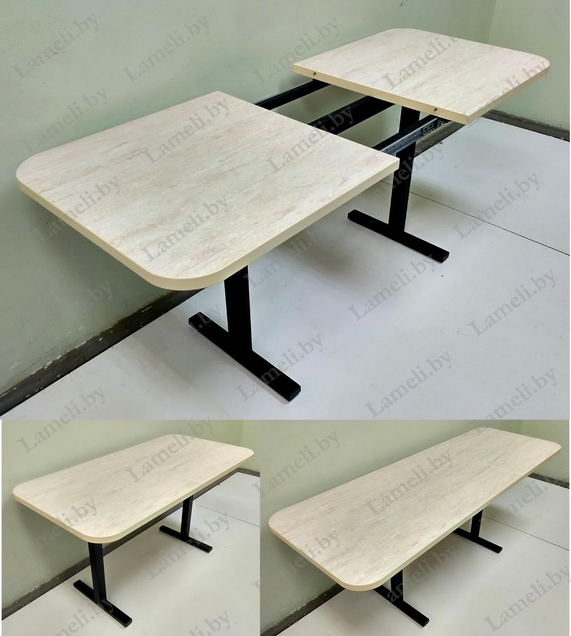 Раздвижной стол из постформинга, ЛДСП или массива дуба на металлокаркасе серии "Н" с выбором цвета и размера - фото 2 - id-p208247974