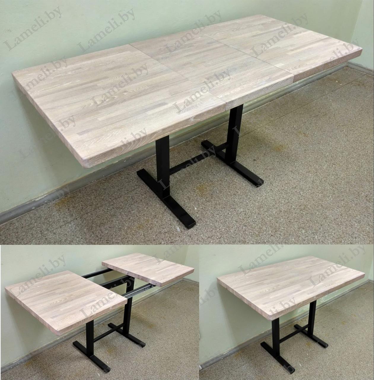 Раздвижной стол из постформинга, ЛДСП или массива дуба на металлокаркасе серии "Н" с выбором цвета и размера - фото 8 - id-p208247974