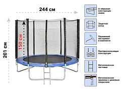 Батут с защитной сеткой и лестницей ARIZONE 244х51 см