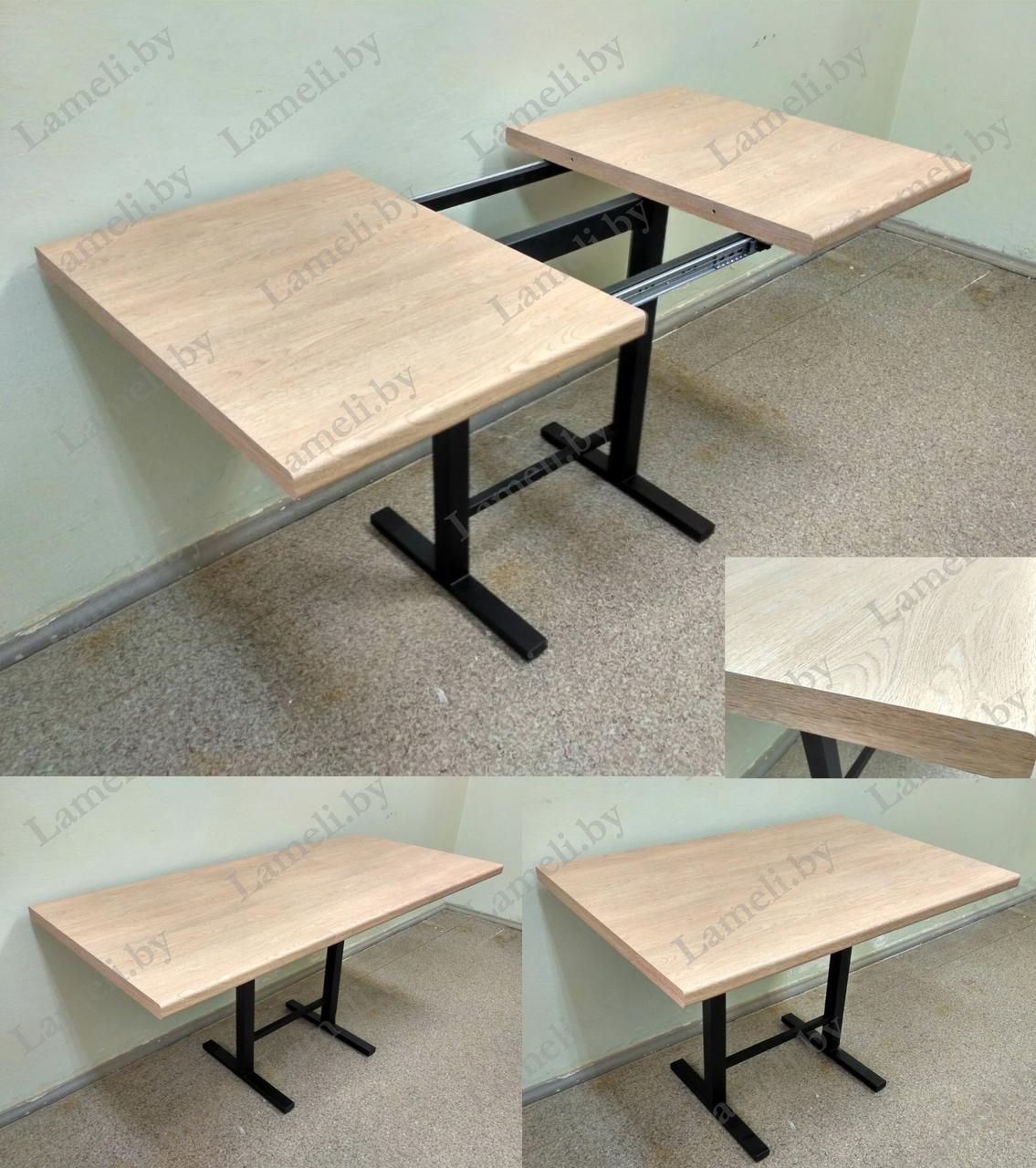 Раздвижной стол из постформинга, ЛДСП или массива дуба на металлокаркасе серии "Н" с выбором цвета и размера - фото 3 - id-p209776596