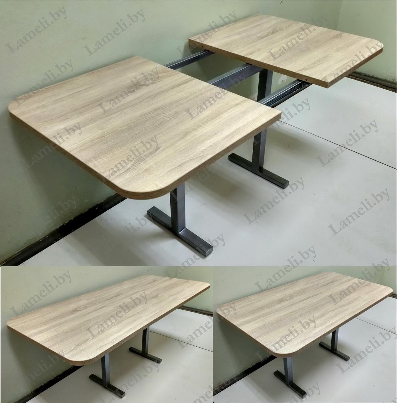 Раздвижной стол из постформинга, ЛДСП или массива дуба на металлокаркасе серии "Н" с выбором цвета и размера, фото 1