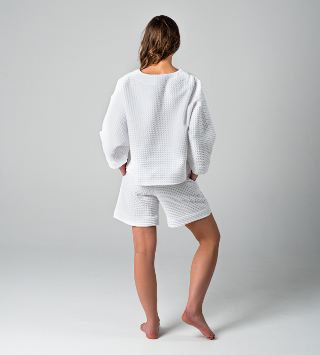 Женский домашний костюм вафельный / пижама (белый) - фото 3 - id-p209778615