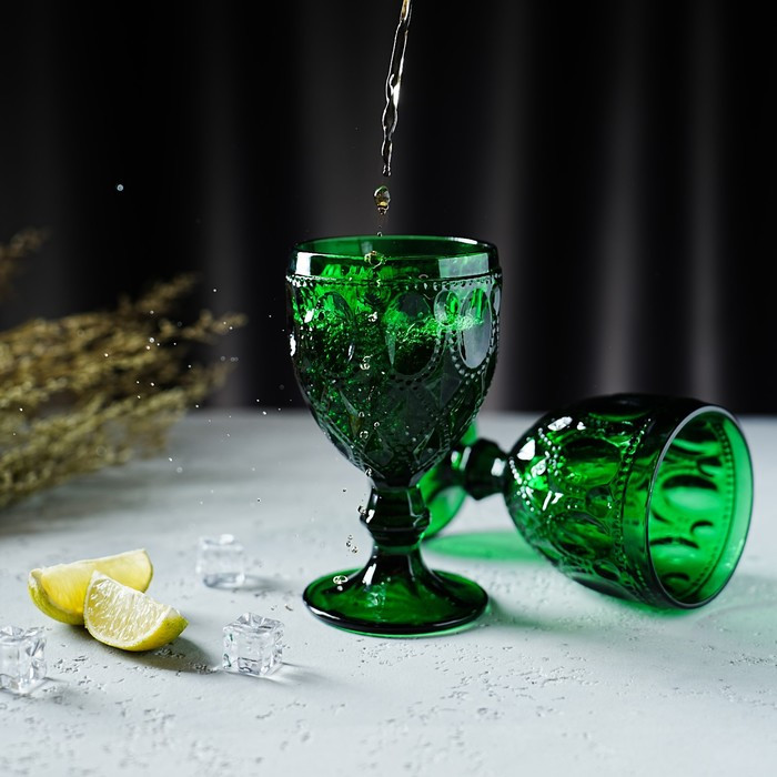 Набор бокалов стеклянных Magistro «Варьете», 320 мл, 8,5×16 см, 2 шт, цвет зелёный - фото 7 - id-p209778476